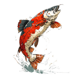Salmon Jumping Vinyl Car Decal Sticker – Waterproof & UV-Resistant 6.826666666666667"