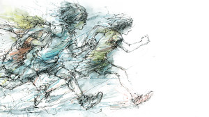 Running Children Sketch Vinyl Car Decal Sticker – Waterproof & UV-Resistant 5.4