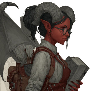 Nerdy Tiefling Scholar V2 Vinyl Car Decal Sticker – Waterproof & UV-Resistant 3.4133333333333336"