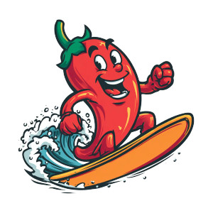Surfing Chili Vinyl Car Decal Sticker – Waterproof & UV-Resistant 3.4133333333333336"