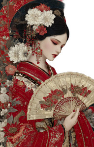 Elaborate Geisha Portrait Vinyl Car Decal Sticker – Waterproof & UV-Resistant 4.533333333333333"