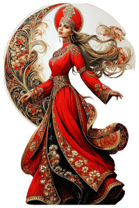 Dancing Russian Woman Vinyl Car Decal Sticker – Waterproof & UV-Resistant 8.96"