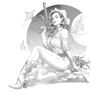 Space Cowgirl V5 Vinyl Car Decal Sticker – Waterproof & UV-Resistant 3.4133333333333336"