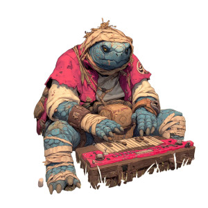 Injured Tortle Musician Vinyl Car Decal Sticker – Waterproof & UV-Resistant 3.4133333333333336"