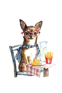 Chihuahua Eating Fries Vinyl Car Decal Sticker – Waterproof & UV-Resistant 4.4