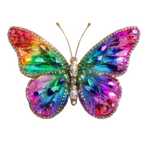 Rainbow Rhinestone Butterfly Vinyl Car Decal Sticker – Waterproof & UV-Resistant 6.826666666666667"