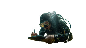 Scuba Diver Documenting Vinyl Car Decal Sticker – Waterproof & UV-Resistant 2.72"