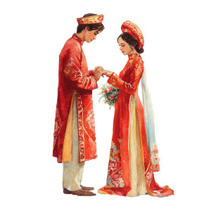 Vietnamese Wedding Couple Vinyl Car Decal Sticker – Waterproof & UV-Resistant 3.4133333333333336"