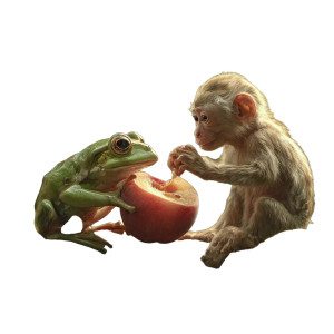 Frog And Monkey Share Vinyl Car Decal Sticker – Waterproof & UV-Resistant 3.4133333333333336"