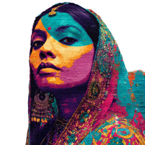 Indian Woman Mural Vinyl Car Decal Sticker – Waterproof & UV-Resistant 3.4133333333333336"