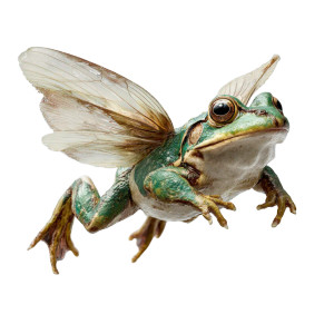 Winged Frog Leap Vinyl Car Decal Sticker – Waterproof & UV-Resistant 3.4133333333333336"