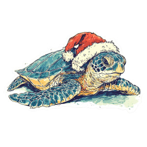 Santa Hat Turtle Vinyl Car Decal Sticker – Waterproof & UV-Resistant 6.826666666666667"