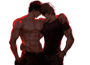 Muscular Anime Hug Vinyl Car Decal Sticker – Waterproof & UV-Resistant 6.1866666666666665"