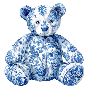 Toile Teddybear Vinyl Car Decal Sticker – Waterproof & UV-Resistant 3.4133333333333336"
