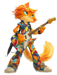 Guitar-Playing Cat V2 Vinyl Car Decal Sticker – Waterproof & UV-Resistant 8.213333333333333"