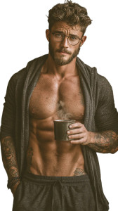 Morning Coffee Man V2 Vinyl Car Decal Sticker – Waterproof & UV-Resistant 9.706666666666667"