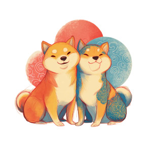 Shiba Inu Couple Vinyl Car Decal Sticker – Waterproof & UV-Resistant 3.4133333333333336"