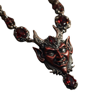 Devil Face Necklace Vinyl Car Decal Sticker – Waterproof & UV-Resistant 3.4133333333333336"