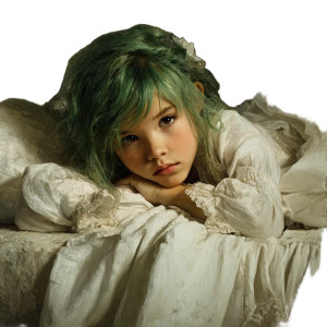 Green-Haired Girl V9 Vinyl Car Decal Sticker – Waterproof & UV-Resistant 3.4133333333333336"