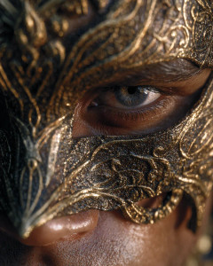 Golden Masked Gaze Vinyl Car Decal Sticker – Waterproof & UV-Resistant 8.0"