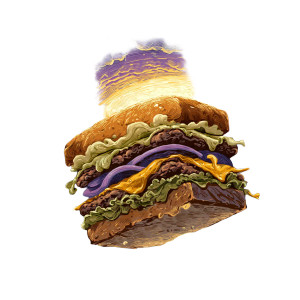 Giant Glowing Sandwich Vinyl Car Decal Sticker – Waterproof & UV-Resistant 3.4133333333333336"