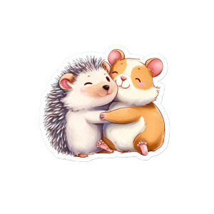 Hedgehog & Hamster Hug Vinyl Car Decal Sticker – Waterproof & UV-Resistant 3.4133333333333336"
