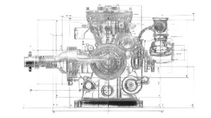 Technical Engine Drawing Vinyl Car Decal Sticker – Waterproof & UV-Resistant 5.4
