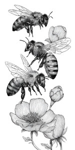 Dancing Bees Illustration Vinyl Car Decal Sticker – Waterproof & UV-Resistant 5.12"