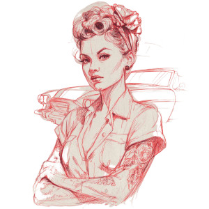 Rockabilly Tattooed Woman Vinyl Car Decal Sticker – Waterproof & UV-Resistant 6.826666666666667" Rockabilly Tattooed Woman Vinyl Car Decal Sticker – Waterproof & UV-Resistant 6.826666666666667"