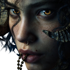 Mysterious Horned Woman V2 Vinyl Car Decal Sticker – Waterproof & UV-Resistant 3.4133333333333336"