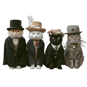 Cats In Human Clothes Vinyl Car Decal Sticker – Waterproof & UV-Resistant 6.826666666666667"