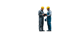 Factory Workers Discussing Vinyl Car Decal Sticker – Waterproof & UV-Resistant 5.4