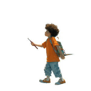 Boy Painting Dinosaur Vinyl Car Decal Sticker – Waterproof & UV-Resistant 3.4133333333333336"