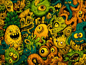 Monstrous Fruit Doodle Vinyl Car Decal Sticker – Waterproof & UV-Resistant 3.0933333333333333" Monstrous Fruit Doodle Vinyl Car Decal Sticker – Waterproof & UV-Resistant 3.0933333333333333"