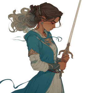 Elegant Swordswoman V5 Vinyl Car Decal Sticker – Waterproof & UV-Resistant 3.4133333333333336"