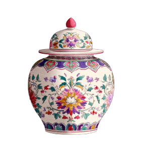 Porcelain Flower Jar Vinyl Car Decal Sticker – Waterproof & UV-Resistant 3.6266666666666665"