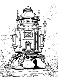 Steampunk Walking Castle V2 Vinyl Car Decal Sticker – Waterproof & UV-Resistant 8.213333333333333"