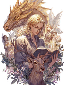 Fantasy Reading Scene Vinyl Car Decal Sticker – Waterproof & UV-Resistant 8.213333333333333"