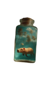 Capybara In Bottle Vinyl Car Decal Sticker – Waterproof & UV-Resistant 9.706666666666667"