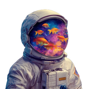 Astronaut Fishbowl Vinyl Car Decal Sticker – Waterproof & UV-Resistant 6.826666666666667"
