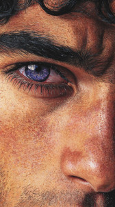 Violet-Eyed Man Vinyl Car Decal Sticker – Waterproof & UV-Resistant 9.706666666666667"