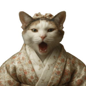 Angry Kimono Cat Vinyl Car Decal Sticker – Waterproof & UV-Resistant 3.4133333333333336"