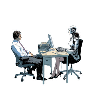 Ai Interview Scene Vinyl Car Decal Sticker – Waterproof & UV-Resistant 3.4133333333333336"