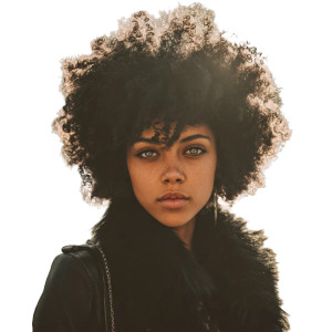 Solemn Afro Woman Vinyl Car Decal Sticker – Waterproof & UV-Resistant 3.4133333333333336"