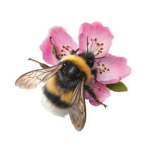 Bumblebee On Flower V2 Vinyl Car Decal Sticker – Waterproof & UV-Resistant 3.4133333333333336"