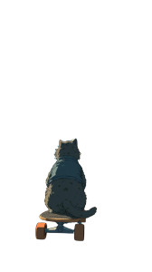 Skateboarding Grey Cat Vinyl Car Decal Sticker – Waterproof & UV-Resistant 9.706666666666667"