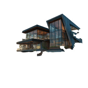 Beachfront Modern House Vinyl Car Decal Sticker – Waterproof & UV-Resistant 3.4133333333333336"