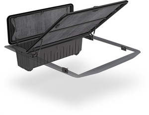 Stowe Cargo Systems Tonneau Cover G365009 Tilt-Up; Lockable; Black; Polyurea Coated Aluminum and Composite; With Crossover Single Lid Toolbox; Also Use New Number G365010