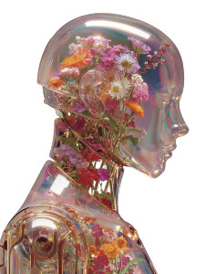 Glass Flower Humanoid Vinyl Car Decal Sticker – Waterproof & UV-Resistant 8.213333333333333"