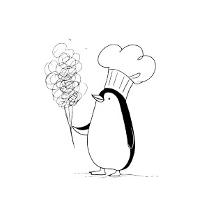 Chef Penguin Cotton Candy Vinyl Car Decal Sticker – Waterproof & UV-Resistant 3.4133333333333336"